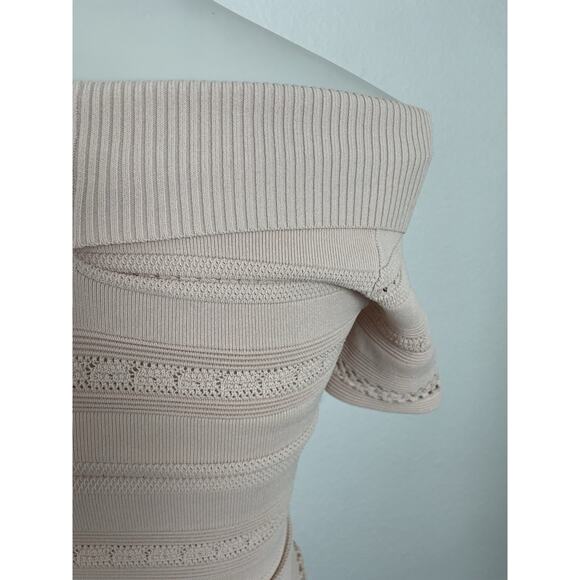 Sandro Paris Top Women Sz 1/S Shirt Ophelia Criss Cross Eyelet Stretch Knit Pink - Picture 9 of 13